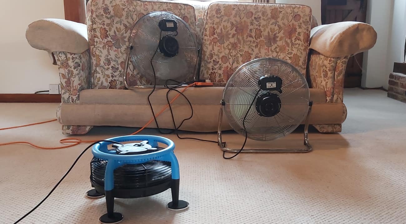 Fans and air movers speed dry